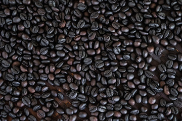 black coffee bean for background, Strong roast. Arabica coffee.