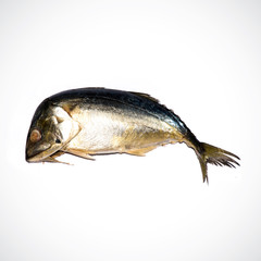 Steamed mackerel Isolated on the white background.