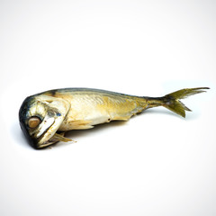 Steamed mackerel Isolated on the white background.