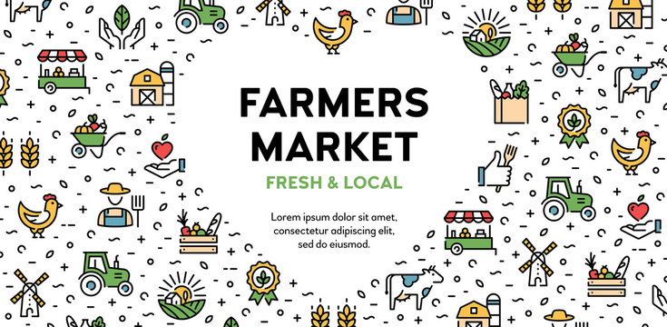 Vector Farmers Market Icon Logo Banner