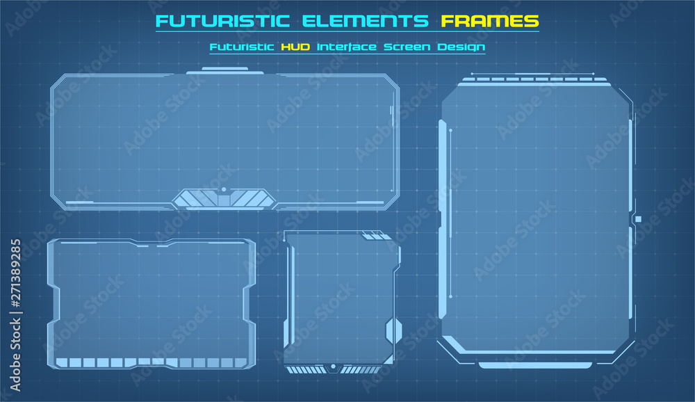 Poster sci fi hud modern futuristic user interface square frames blocks set. technology background with hud