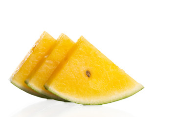 Yellow watermelon on white background