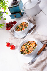 Kaszotto- polish food from buckwheat  with grilled chicken