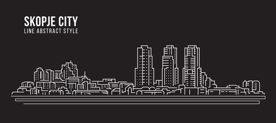 Fototapeta premium Cityscape Building Line art Vector Illustration design - Skopje city