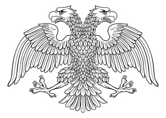 Double headed eagle with two heads possibly a Roman Russian Byzantine or imperial heraldic symbol