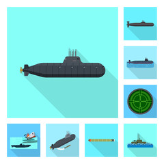Obraz premium Vector design of military and nuclear icon. Set of military and ship stock symbol for web.