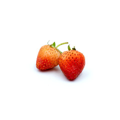 Organic strawberries Fresh  Isolated on the white background.