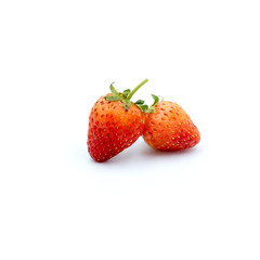 Organic strawberries Fresh  Isolated on the white background.