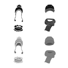Vector illustration of clothes  and texture symbol. Collection of clothes  and weather  stock symbol for web.