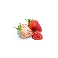 Organic strawberries Fresh  Isolated on the white background.