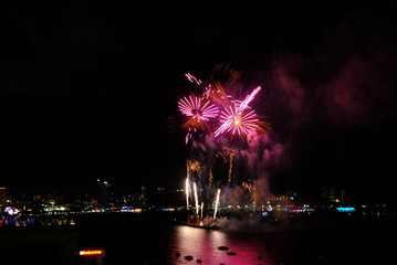 May 26, 2019. Pattaya, Thailand. The Pattaya International fireworks event have many fireworks from many country to show beautiful firework at Pattaya beach. - Image