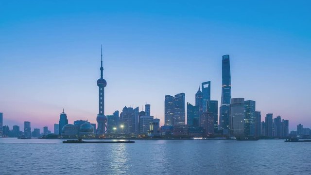 4k timelapse video of Shanghai at sunrise huang pu river scene