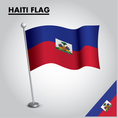 National flag of HAITI on a pole