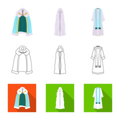 Vector illustration of material and clothing sign. Set of material and garment stock vector illustration.