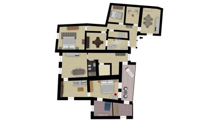 3D illustration floor plan. 3d Floor plans