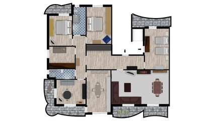 3D illustration floor plan. 3d Floor plans