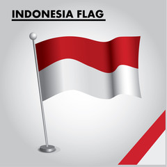 National flag of INDONESIA on a pole