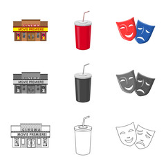 Vector illustration of television and filming icon. Collection of television and viewing stock symbol for web.