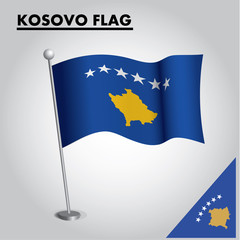 National flag of KOSOVO on a pole