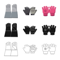 Isolated object of glove and winter sign. Set of glove and equipment stock vector illustration.
