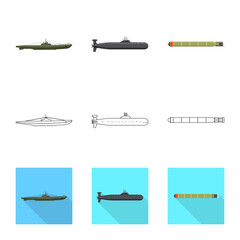 Vector illustration of war  and ship icon. Collection of war  and fleet vector icon for stock.