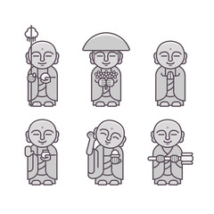Set of Jizo Statue, Japanese Buddha Statue 