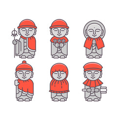 Set of Jizo Statue, Japanese Buddha Statue 