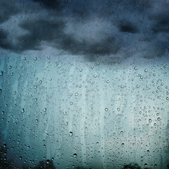 Rain water drops on window glass texture.