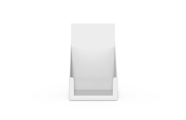 Cardboard display stand recyclable pretty darn quick supermarket shelve mock up template on isolated white background, 3d illustration