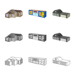 Vector design of facade and housing sign. Collection of facade and infrastructure stock symbol for web.