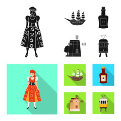 Vector design of  and historic sign. Collection of  and country stock symbol for web.