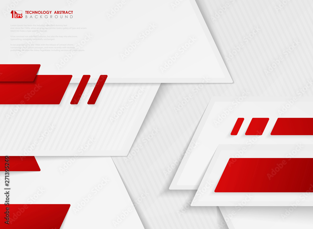 Poster abstract vector gradient red color of technology template on white background. illustration vector e