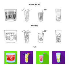 Vector illustration of liquor and restaurant icon. Set of liquor and ingredient stock symbol for web.