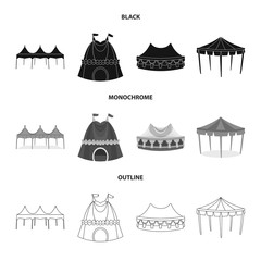 Isolated object of roof and folding logo. Collection of roof and architecture stock symbol for web.