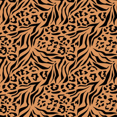 Tiger, leopard black and brown abstract pattern.