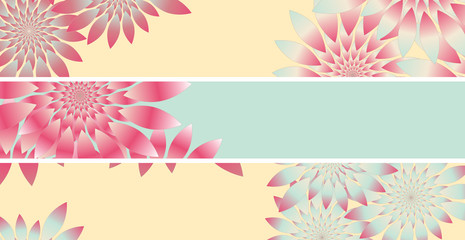 banners set with fractal plants in soft pink shades