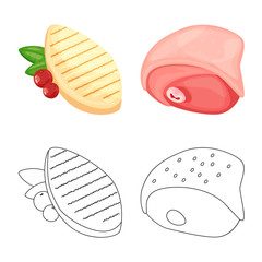 Isolated object of product and poultry sign. Collection of product and agriculture    stock symbol for web.