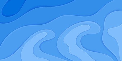 Vector image of sea waves in the style of cut out paper. 3d illustration of the sea for website design, business cards, backgrounds, invitations and greeting cards.