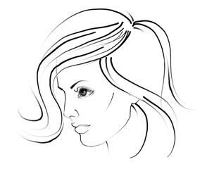 easy sketch of a portrait of a beautiful girl