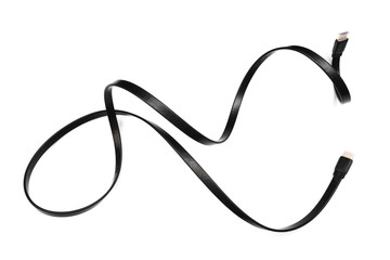 Black HDMI power cable socket isolated on white background