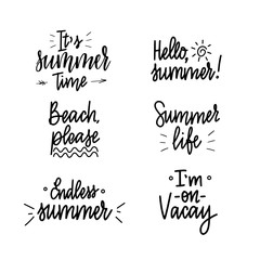 It is summer time lettering inspiraiton quote design set