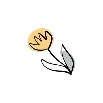 recommend clip art: Modern flower ink sketch with abstract shapes. Vector