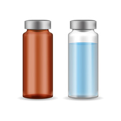 Realistic Detailed 3d Medical Ampoule with Aluminum Cap Set. Vector