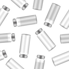 Fototapeta premium Realistic Detailed 3d Medical Ampoule with Aluminum Cap Seamless Pattern Background. Vector