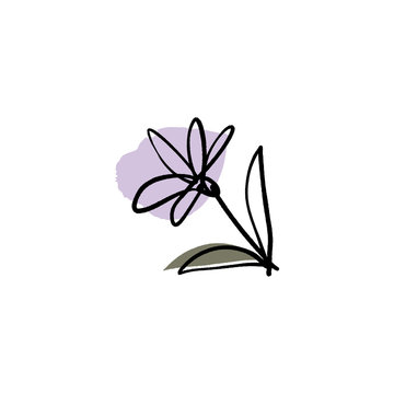 recommend clip art: Modern flower ink sketch with abstract shapes. Vector