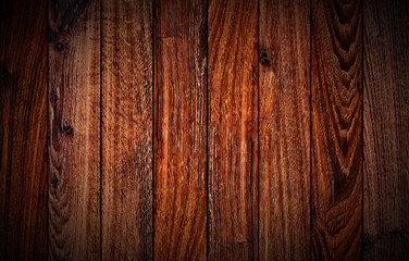 Obraz premium Old grunge dark textured wooden background, top view brown paneling. Vintage