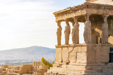 The Caryatids of the Erechtheion in Acropolis, Athens Greece