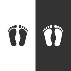 Fototapeta na wymiar Human organ. Feet icon on black and white background