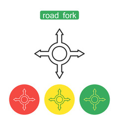 Road fork outline icons set