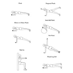 Plank workout illustration outline
